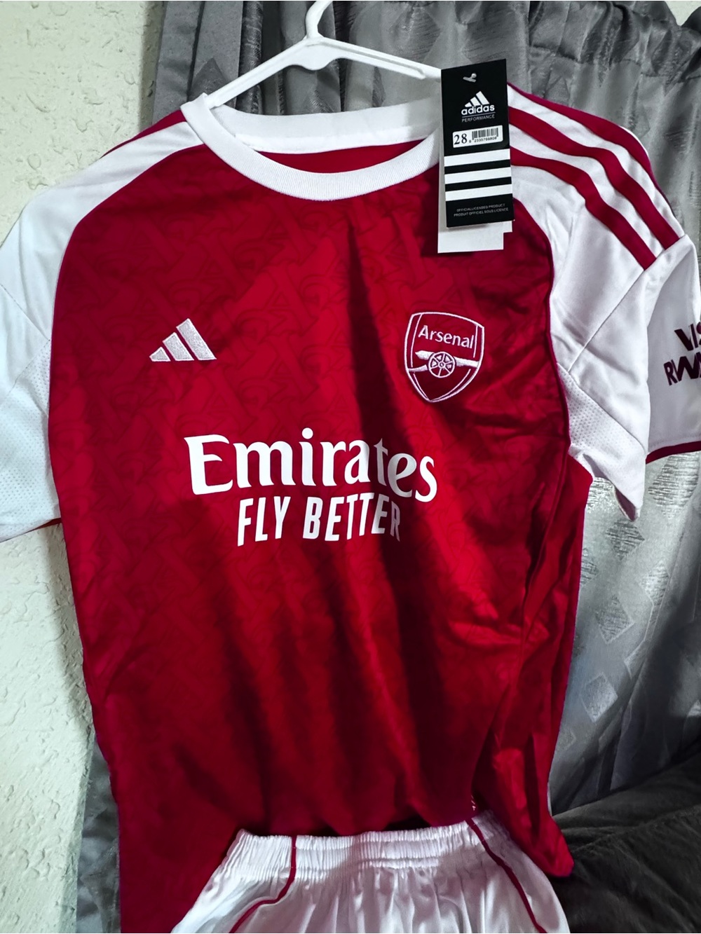 adidas Kids Arsenal Red & White Jersey with Emirates Logo